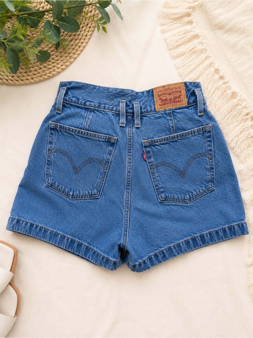Vintage Levi's Women's Blue Denim High-Rise Shorts
